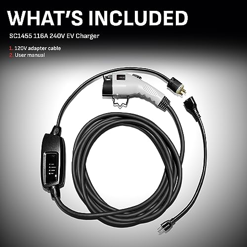 Schumacher SC1455 EV Charger + Adaptor - 28-Ft Cable