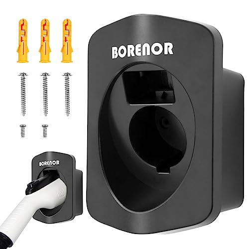 BORENOR Wall Mount EV Charger Cable Holder, Black