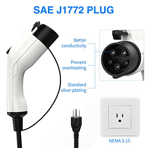 Portable NEMA 5-15 EV Charger with Adjustable Amp Settings