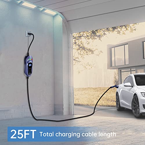 Adjustable Level 1/2 EV Charger with 25ft Cable
