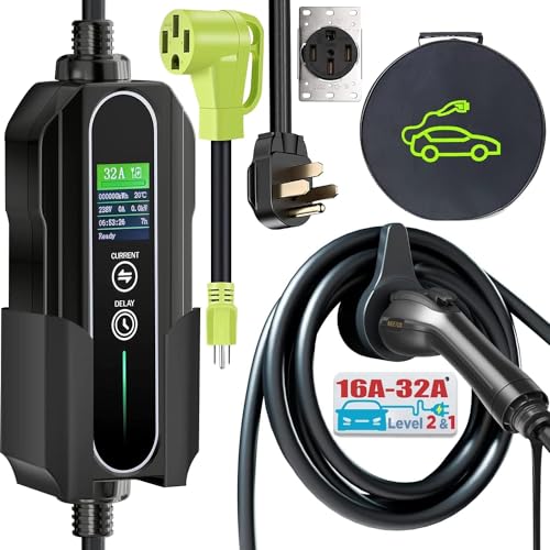 MUETUX Level 2 EV Charger, Portable 110V-240V 32A