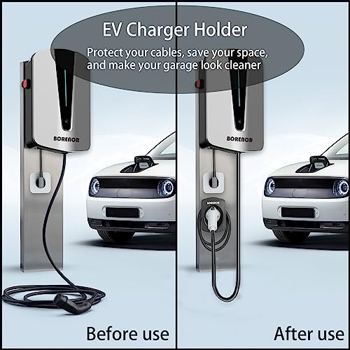 BORENOR Wall Mount EV Charger Cable Holder, Black