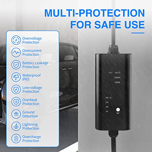 Portable NEMA 5-15 EV Charger with Adjustable Amp Settings