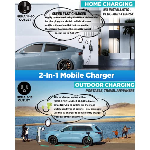 MUETUX Level 2 EV Charger, Portable 110V-240V 32A