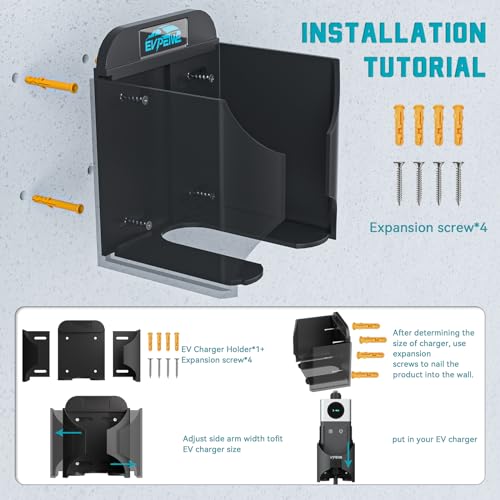 EV Charger Holder with Adjustable Control Box & Cable Organizer