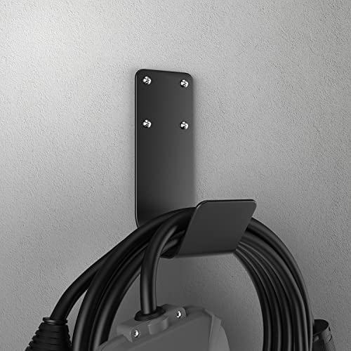 Wall-Mount EV Charger Cable Holder, Stainless Steel, Black