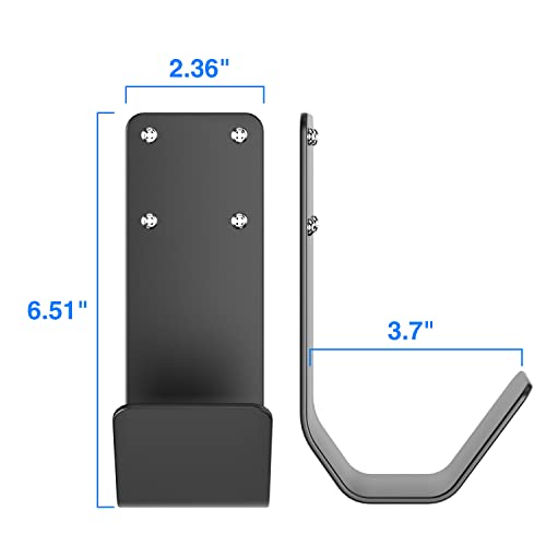 Wall-Mount EV Charger Cable Holder, Stainless Steel, Black