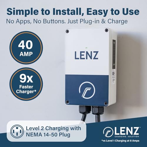 LENZ Level 2 40A EV Charging Station, NEMA 14-50 Plug