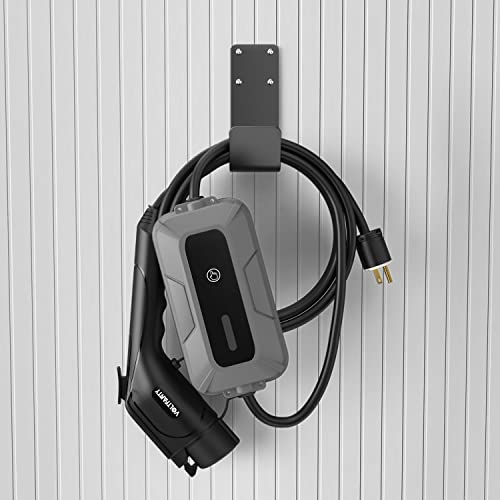 Wall-Mount EV Charger Cable Holder, Stainless Steel, Black