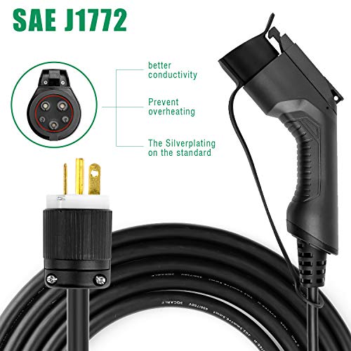 Portable 10/16A EV Charger with 25ft Cable & LCD Display