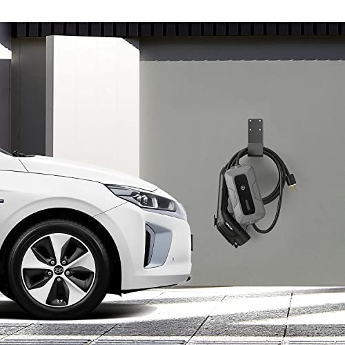 Wall-Mount EV Charger Cable Holder, Stainless Steel, Black