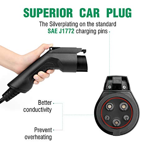 Portable 10/16A EV Charger with 25ft Cable & LCD Display