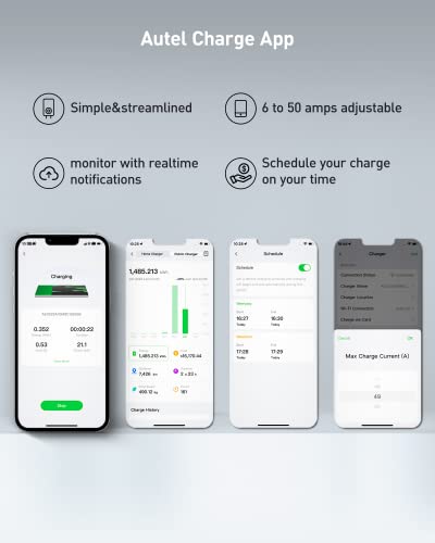 Autel Home Smart EV Charger, 50Amp, Wi-Fi Enabled