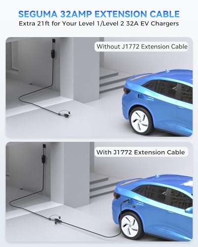 J1772 EV Extension Cable 32Amp 21ft-Compatible, IP66 Cord