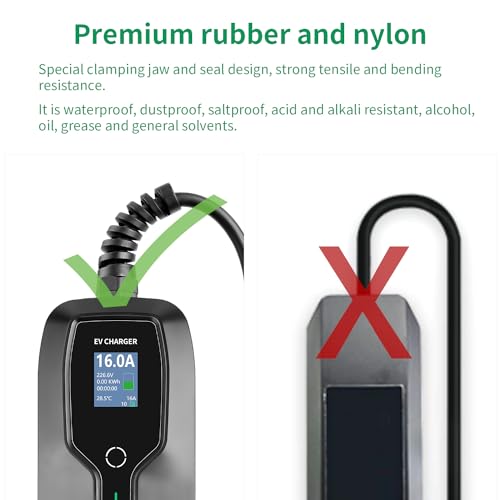 Portable 10/16A EV Charger with 25ft Cable & LCD Display