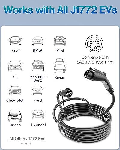 30ft 40Amp J1772 Extension Cable for Level 1/2 EV Chargers