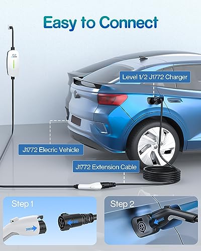 30ft 40Amp J1772 Extension Cable for Level 1/2 EV Chargers