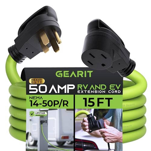 GearIT 50A RV/EV Extension Cord (15 ft) Tesla Compatible