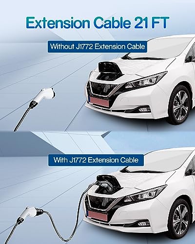 21ft J1772 EV Charger Extension Cable, Level 1/2 Suitable