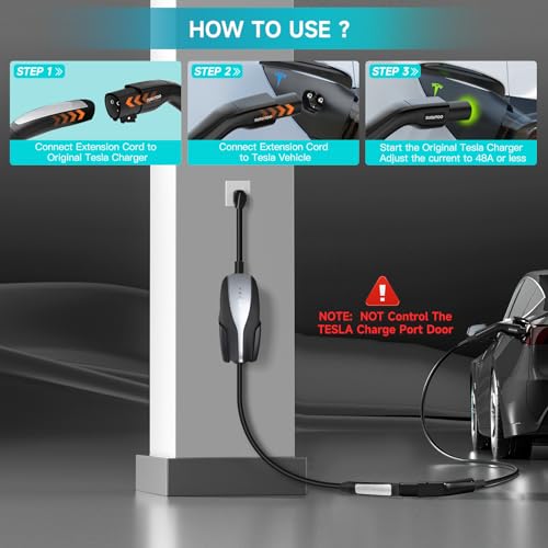 Tesla 48Amp Upgraded Charger Extension Cable, 20FT with Bag