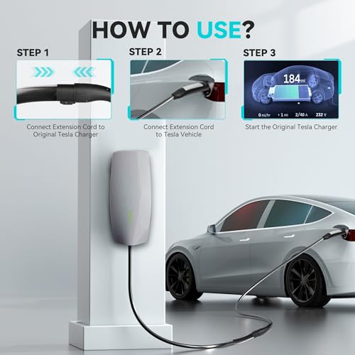 Tesla 21ft Extension Cord, Upgraded Charger Cable, Model Y/3/S/X