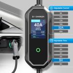 40 Amp Portable EV Charger with J1772 to Tesla Adapter