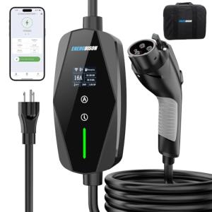 Portable WiFi EV Charger with Adjustable Current 25Ft