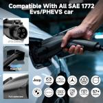 Portable WiFi EV Charger with Adjustable Current 25Ft