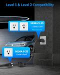 Portable Level 1&2 EV Charger with 25FT Cable