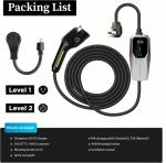 Portable 16A Level 1 & 2 EV Charger with 25ft Cable