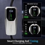 Portable 16A Level 1 & 2 EV Charger with 25ft Cable