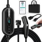 AIMILER Level 1/2 Tesla Charger(WIFI APP/Plug-play), 16A, 25ft Cable ETL Certified, 240V NEMA 6-20P Plug & 120V 5-15P Adapter, NACS Connector, Portable Electric Car EV Charger for Tesla Models Y/X/3/S