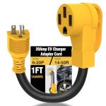 [240V to 240V] HUBRV Level 2 EV Charging Adapter 220 Volt Plug Nema 6-20P to NEMA 14-50R STW 10AWG 20 Amp to 50 Amp 4 Prong ETL Listed