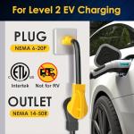 [240V to 240V] HUBRV Level 2 EV Charging Adapter 220 Volt Plug Nema 6-20P to NEMA 14-50R STW 10AWG 20 Amp to 50 Amp 4 Prong ETL Listed