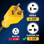 [240V to 240V] HUBRV Level 2 EV Charging Adapter 220 Volt Plug Nema 6-20P to NEMA 14-50R STW 10AWG 20 Amp to 50 Amp 4 Prong ETL Listed