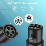 J1772 to Tesla Adapter Fit J1772 Stations, 80 Amp 250V Max Fast Charging for Tesla Model 3, Y, X, S, Cybertruck, Safety Certified, Fast EV Charging Adapter for Tesla Vehicles