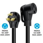 50Amp to 30Amp EV Charger Adapter Cord, Nema 10-30P Male to 14-50R Female Power Connector for Level 2 Charging (not for RVs), ETL Listed (NEMA 10-30P T0 14-50R)