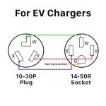 50Amp to 30Amp EV Charger Adapter Cord, Nema 10-30P Male to 14-50R Female Power Connector for Level 2 Charging (not for RVs), ETL Listed (NEMA 10-30P T0 14-50R)
