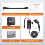 Alxum Level 1 & 2 EV Charger 16A 110V-240V Portable Level 2 ev Charger with 25FT Cable NEMA 6-20 & NEMA 5-15 Plug for J1772 EVs & PHEVs