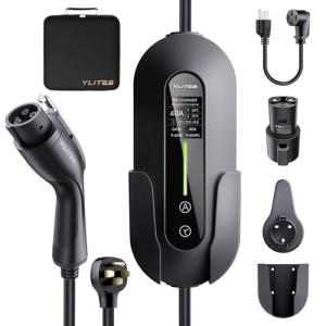40A Level 2 Portable EV Charger (9.6kW, 240V, 25ft Charging Cable), Supports Level 1 & 2, NEMA 14-50 Plug & 110V NEMA 5-15 Adapter, Adjustable Current & Timer, J1772 to Tesla Adapter Included