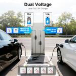 Level 1&2 EV Charger -16Amp Adjustable Current Home Charging Station with 110V-240V NEMA 6-20 Plug & 5-15 Adapter, 25FT Cable Portable Electric Vehicle Car Charger, SAE J1772 Charging Station for Home