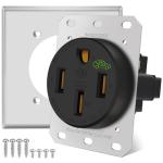 NEMA 14-50 Outlet 50 Amp EV Charging Receptacle with Wall Plate,NEMA 14-50R EV Power Outlet,125/250 Volt,50 Amp EV Outlet for Electric Vehicle Charging,RV and Large Appliance,3-Pole 4-Wire,ETL Listed