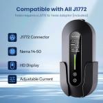 40A Level 2 Portable EV Charger (9.6kW, 240V, 25ft Charging Cable), Supports Level 1 & 2, NEMA 14-50 Plug & 110V NEMA 5-15 Adapter, Adjustable Current & Timer, J1772 to Tesla Adapter Included