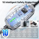 Level 1&2 EV Charger -16Amp Adjustable Current Home Charging Station with 110V-240V NEMA 6-20 Plug & 5-15 Adapter, 25FT Cable Portable Electric Vehicle Car Charger, SAE J1772 Charging Station for Home