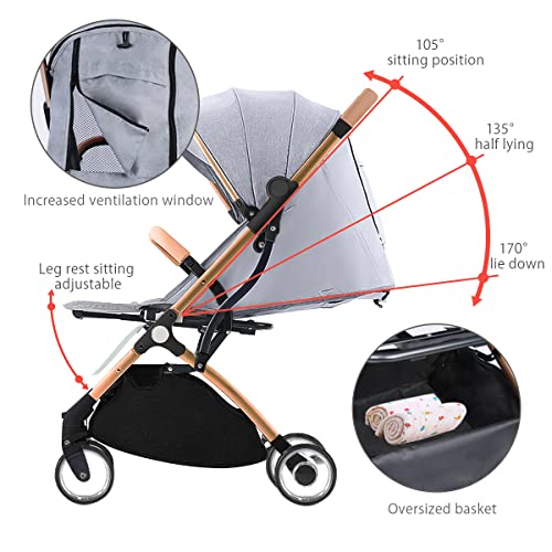 SONARIN Lightweight Travel Stroller, One-Hand Fold, Upgraded Wheels