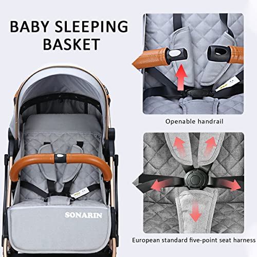 SONARIN Lightweight Travel Stroller, One-Hand Fold, Upgraded Wheels