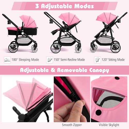 COSTWAY 2 in 1 Baby Pushchair - Pink