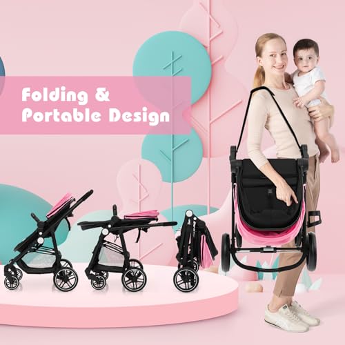 COSTWAY 2 in 1 Baby Pushchair - Pink