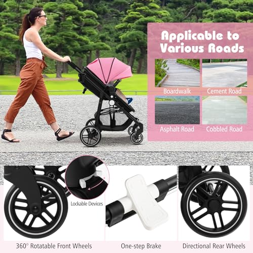 COSTWAY 2 in 1 Baby Pushchair - Pink