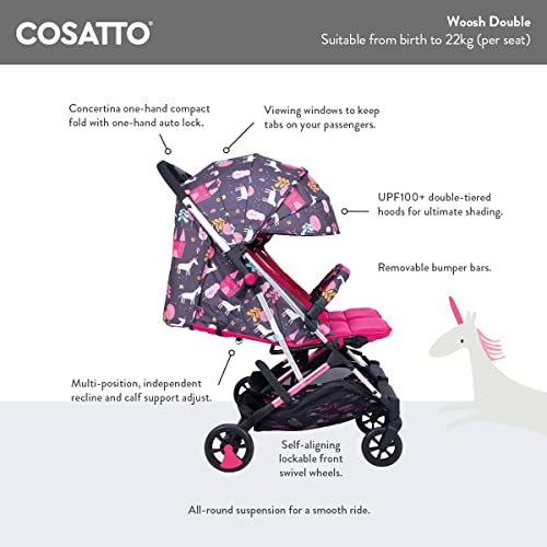 Cosatto Woosh Double Stroller for Twins - Lightweight